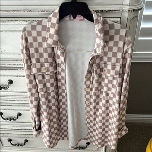 Checkered Button-Up Shirt Pink Lily Sz S